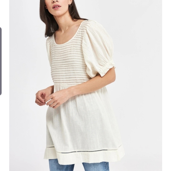 Free People Elsie Puff Sleeve Tunic in White - Picture 3 of 14